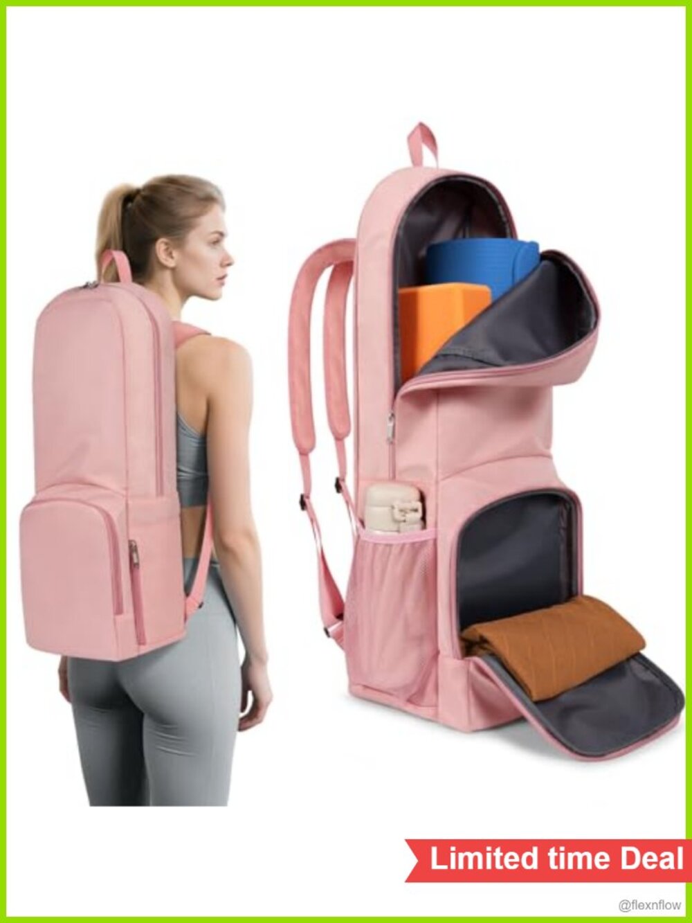 Yoga Mat Bag Carrier Backpack Multi Pockets 600D Oxford